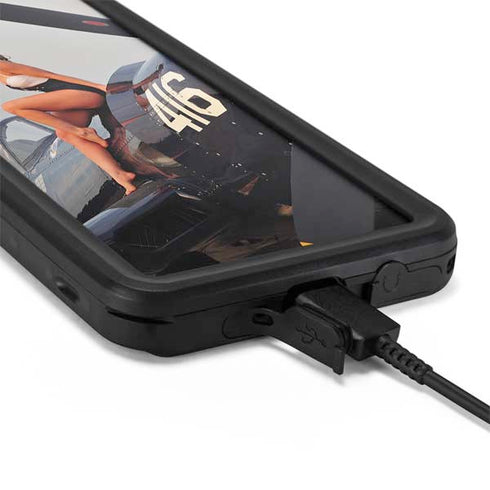 1940s Navy Pin-Up Girl On Corsair Fighter Plane Galaxy S20 Waterproof Case